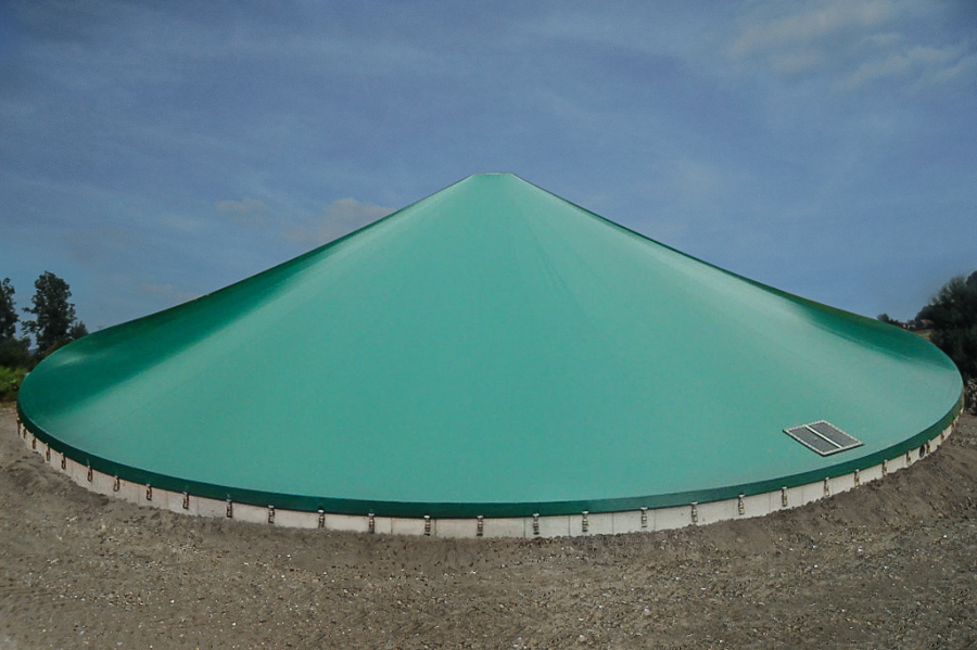 Tank-Mounted Double Membrane Gasholder, 30° Conical Roof