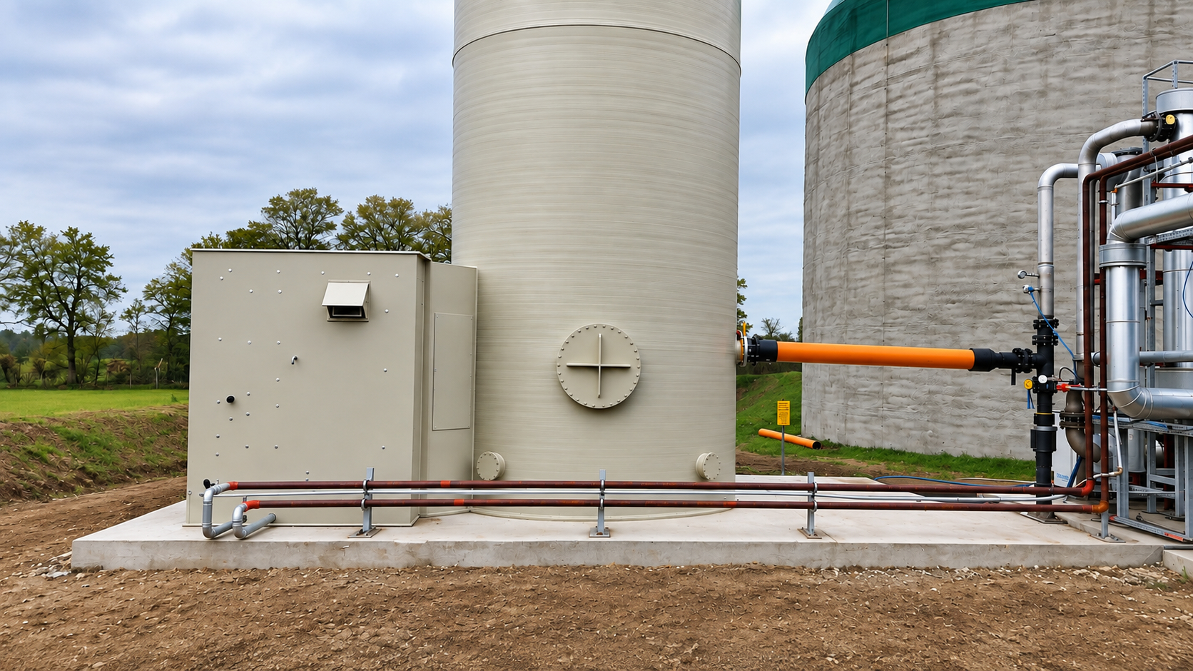 Płuczka do odsiarczania biogazu 250 m³/h – H₂S 2500/100 ppm